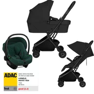 Set Carucior 3 in 1, Lionelo, Sia Flex, Include landou pliabil pe cadru, 0-48 luni, Sustine 22 kg, Cu scoica auto testata ADAC, Black Onyx/Green