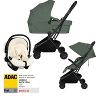 Set Carucior 3 in 1, Lionelo, Sia Flex, Include landou pliabil pe cadru, 0-48 luni, Sustine 22 kg, Cu scoica auto testata ADAC, Green Emerald/Beige Cream