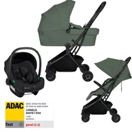 Set Carucior 3 in 1, Lionelo, Sia Flex, Include landou pliabil pe cadru, 0-48 luni, Sustine 22 kg, Cu scoica auto testata ADAC, Green Emerald/Black Onyx
