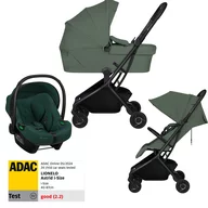 Set Carucior 3 in 1, Lionelo, Sia Flex, Include landou pliabil pe cadru, 0-48 luni, Sustine 22 kg, Cu scoica auto testata ADAC, Green Emerald/Green