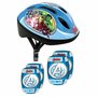 Set casca protectie, genunchiere si cotiere, Stamp, Avengers, Sigure si confortabile, Reglabile, Conform cu EN1078, Marime 50/56 cm, 3 ani+, Albastru - 1