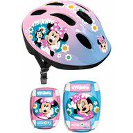 Set casca protectie, genunchiere si cotiere, Stamp, Minnie Mouse, Sigure si confortabile, Reglabile, Conform cu EN1078, Marime 50/56 cm, 3 ani+, Roz