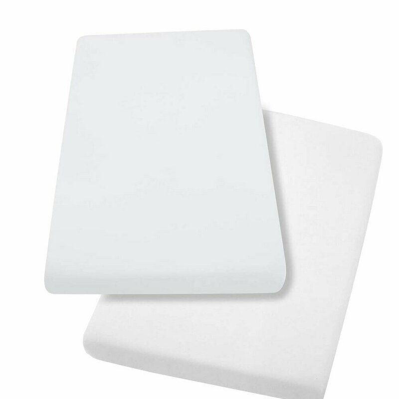 Clevamama - cearceaf cu elastic, 2 bucati din bumbac, 120x60 cm, alb
