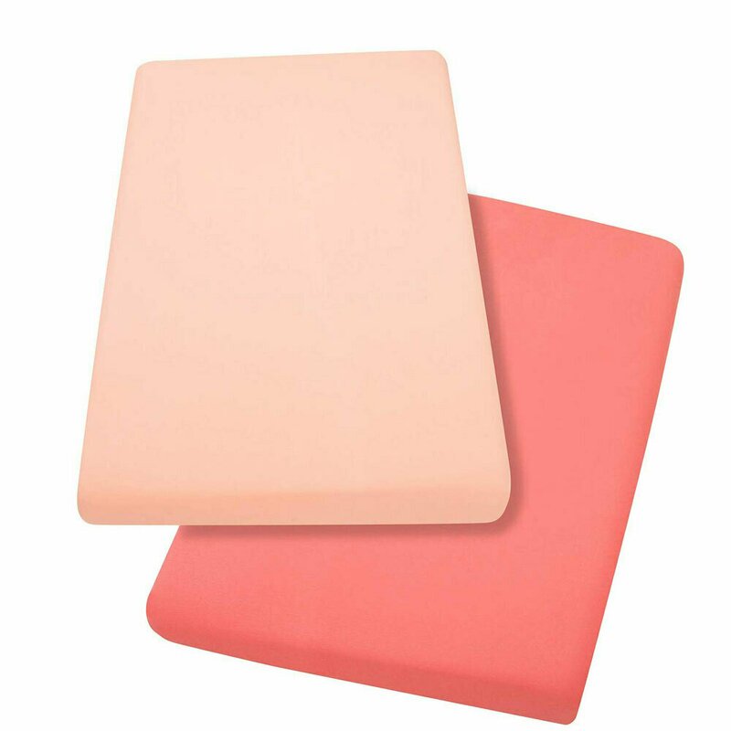 Clevamama - cearceaf cu elastic, 2 bucati din bumbac, 120x60 cm, roz