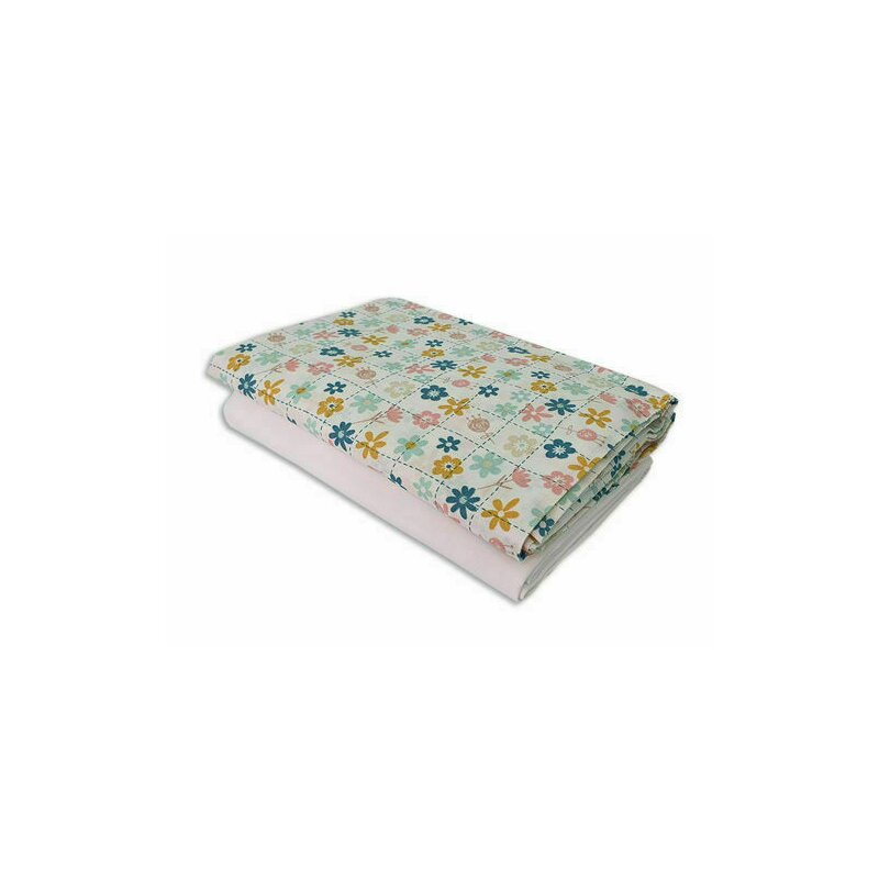 Kidsdecor - set cearceafuri floricele jucause patut bebelus 70x110 cm, cu elastic din bumbac