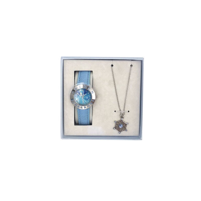 Set ceas de mana analogic bleu si colier frozen disney