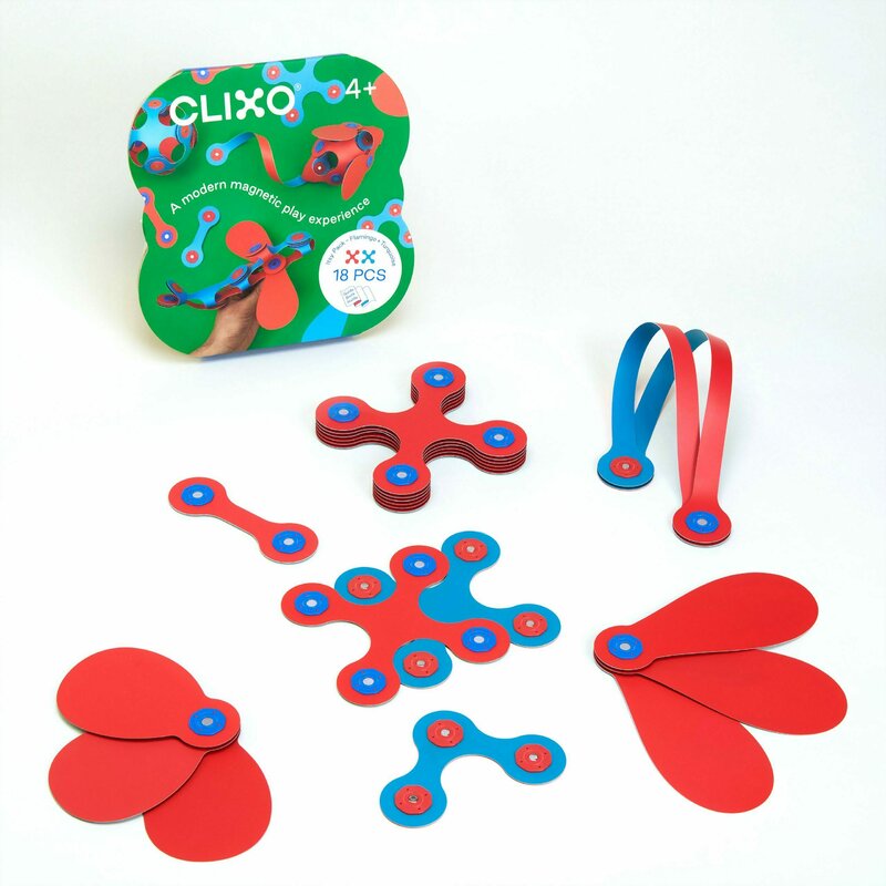 Clicstoys - set clixo de construit cu magnet, itsy pack flamingo-turquoise 18