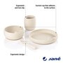 Set complet de masa, Jane, Din silicon, Cu 4 piese, Farfurie, Bol, Lingurita si pahar, BPA free, Sand - 14