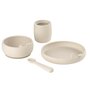 Set complet de masa, Jane, Din silicon, Cu 4 piese, Farfurie, Bol, Lingurita si pahar, BPA free, Sand - 3