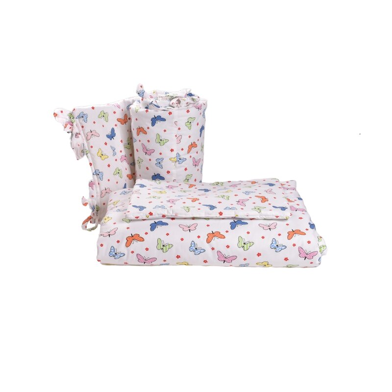 Confort family - lenjerie 6 piese , fluturasi, cu aparatori, din bumbac, 120x60 cm