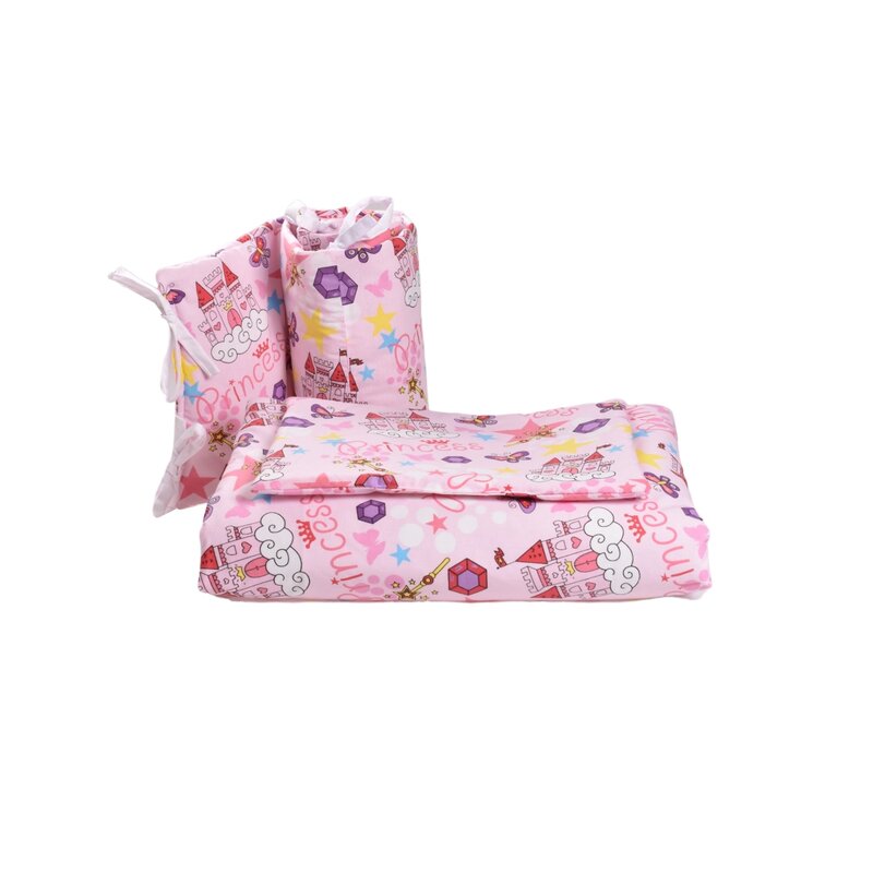 Confort family - lenjerie 6 piese , princess, cu aparatori, din bumbac, 120x60 cm