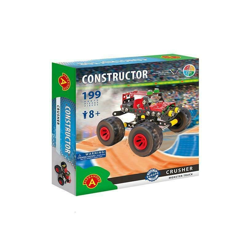 Alexander toys - set de constructie vehicul crusher monster truck , constructor , 199 piese metalice