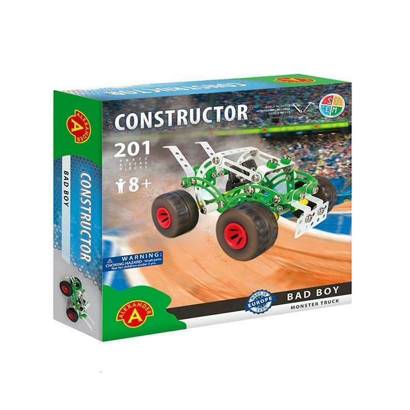 Alexander toys - set de constructie vehicul bad boy monster truck , constructor , 201 piese metalice