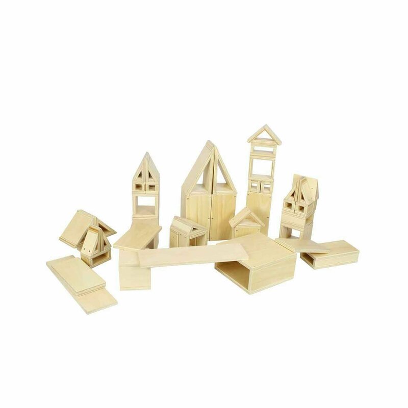 Masterkidz - set constructie 48 cuburi de lemn gigant cu interior gol, +3 ani,