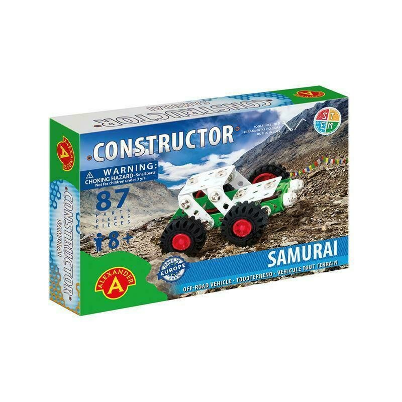 Alexander toys - set de constructie vehicul samurai offi road , constructor , 87 piese metalice