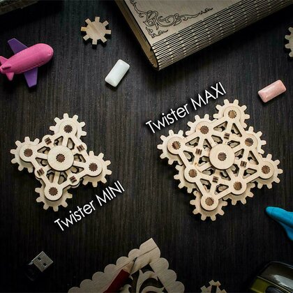 EWA - Puzzle 3D Twister Maxi , Puzzle Copii , Mini, Cu mecanism din Lemn, piese 26