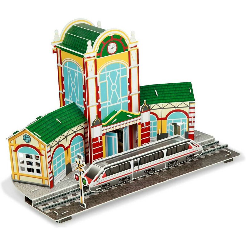 Fiesta crafts - puzzle 3d gara tren puzzle copii, piese 63