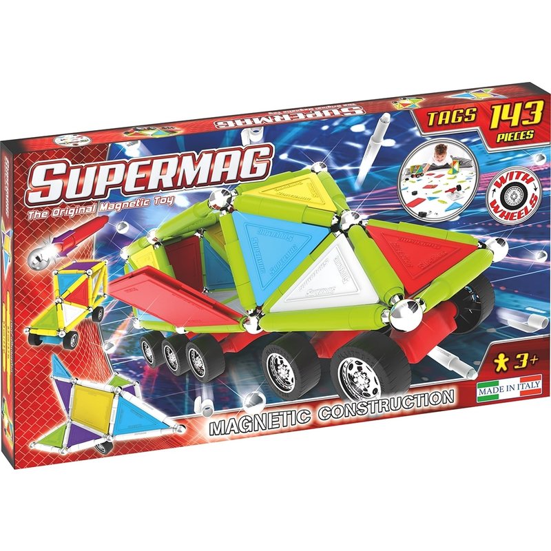 Supermag - set constructie tags wheels, 143 piese