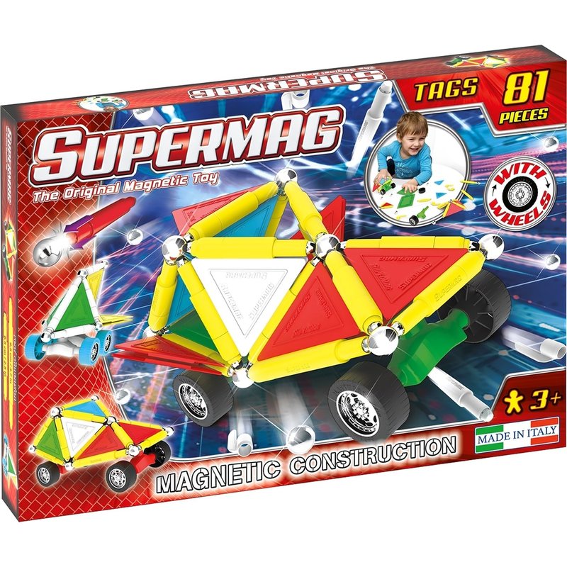 Supermag - set constructie tags wheels, 81 piese