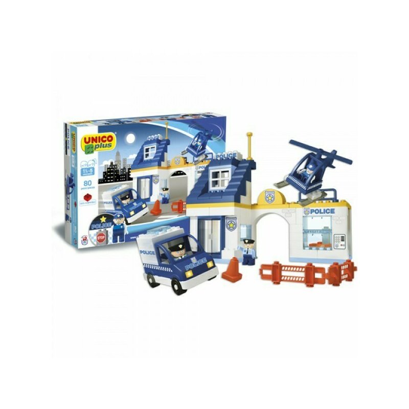 Androni giocattoli - set constructie unico statie de politie 80 piese