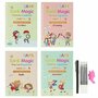 Kidscare - Set cu 4 caiete de lucru si stilou magic pentru scris si desenat Sank Magic, rechizite scolare, multicolor, 19 cm X 13 cm - 2