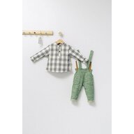 Tongs baby - Set cu pantalonasi cu bretele si camasuta in carouri pentru bebelusi King,  (Culoare: Maro, Marime: 18-24 Luni)