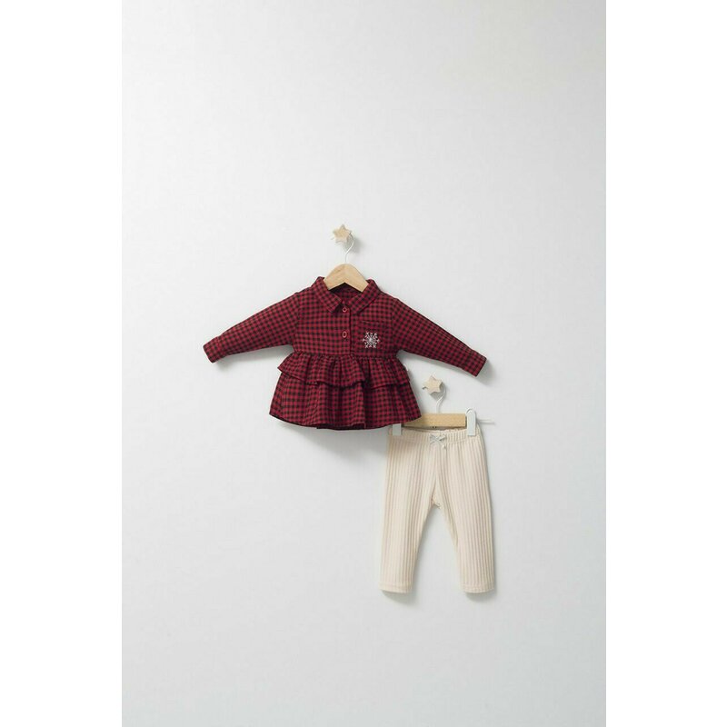 Tongs baby - Set cu pantalonasi si camasuta in carouri pentru bebelusi Ballon, (Culoare: Mov, Marime: 6-9 luni)
