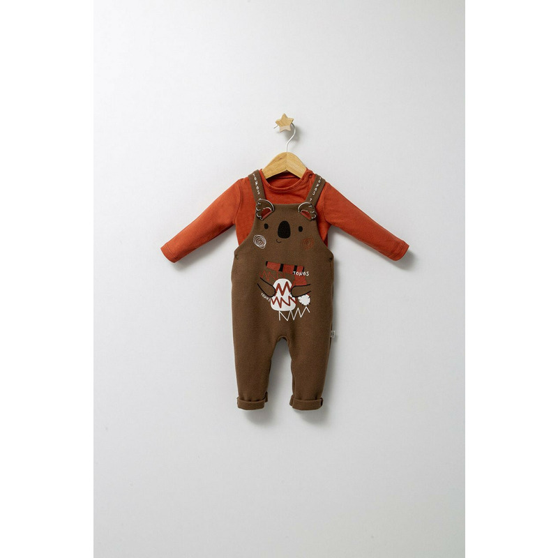 Set cu salopeta si bluzita pentru bebelusi forest, tongs baby (culoare: bleumarin, marime: 9-12 luni)