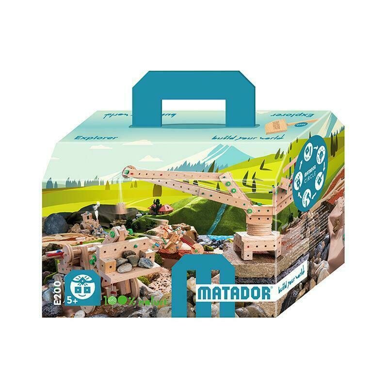 Matador - set cuburi de constructie din lemn explorer 200, +5 ani,