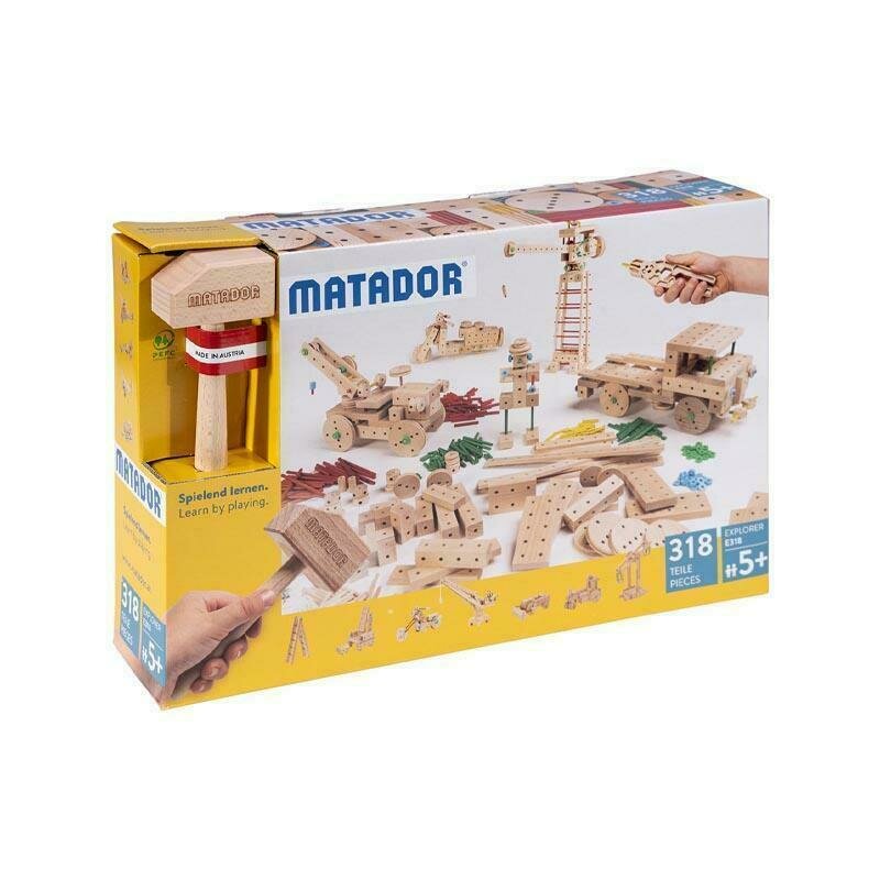 Matador - set cuburi de constructie din lemn explorer 318 piese, +5 ani,