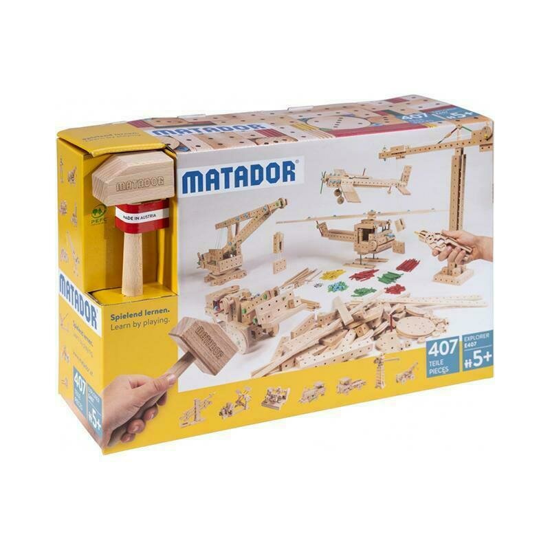 Matador - set de constructie multifunctional , explorer , 407 piese din lemn