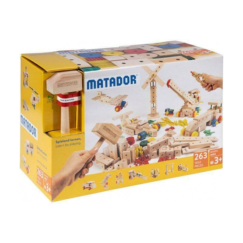 Matador - set de constructie multifunctional , maker , 263 piese din lemn
