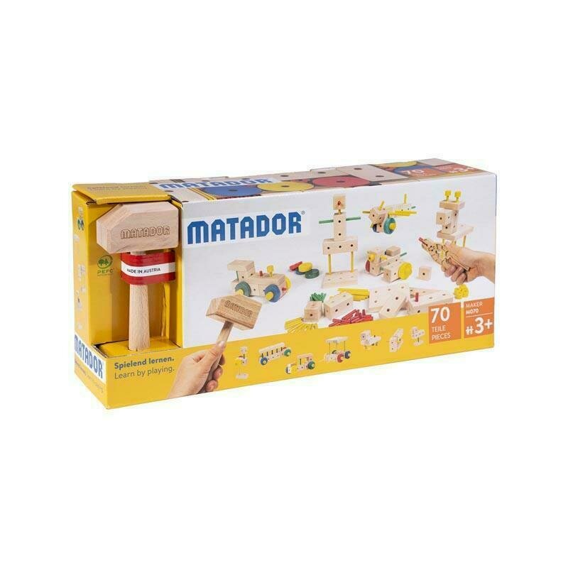 Matador - set cuburi de constructie din lemn maker 70 piese, +3 ani,