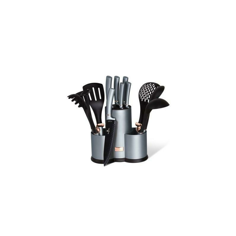 Set cutite otel inoxidabil si ustensile de bucatarie, 12 piese, moonlight edition, berlinger haus, bh 6251