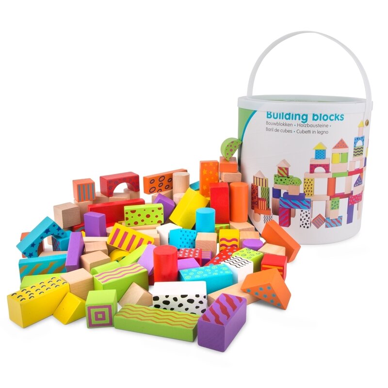 New classic toys - set de 100 de cuburi din lemn