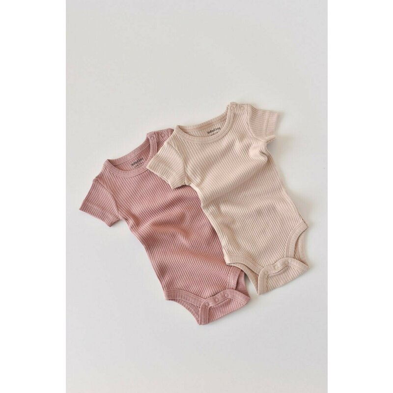 Babycosy - Set de 2 body-uri cu maneca scurta din bumbac organic si modal - Roz/Blush (Marime: 18-24 Luni)