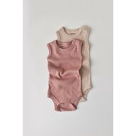 Babycosy - Set de 2 body-uri fara maneci din bumbac organic si modal - Roz/Blush (Marime: 9-12 luni)