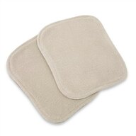 Set de 2 lavete, Qmini, Din bambus si muselina, Pentru ingrijirea corpului bebelusului, Materiale certificate Oeko Tex Standard 100, Mocha Cream si Warm Beige