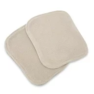 Set de 2 lavete, Qmini, Din bambus si muselina, Pentru ingrijirea corpului bebelusului, Materiale certificate Oeko Tex Standard 100, Mocha Cream si Warm Beige
