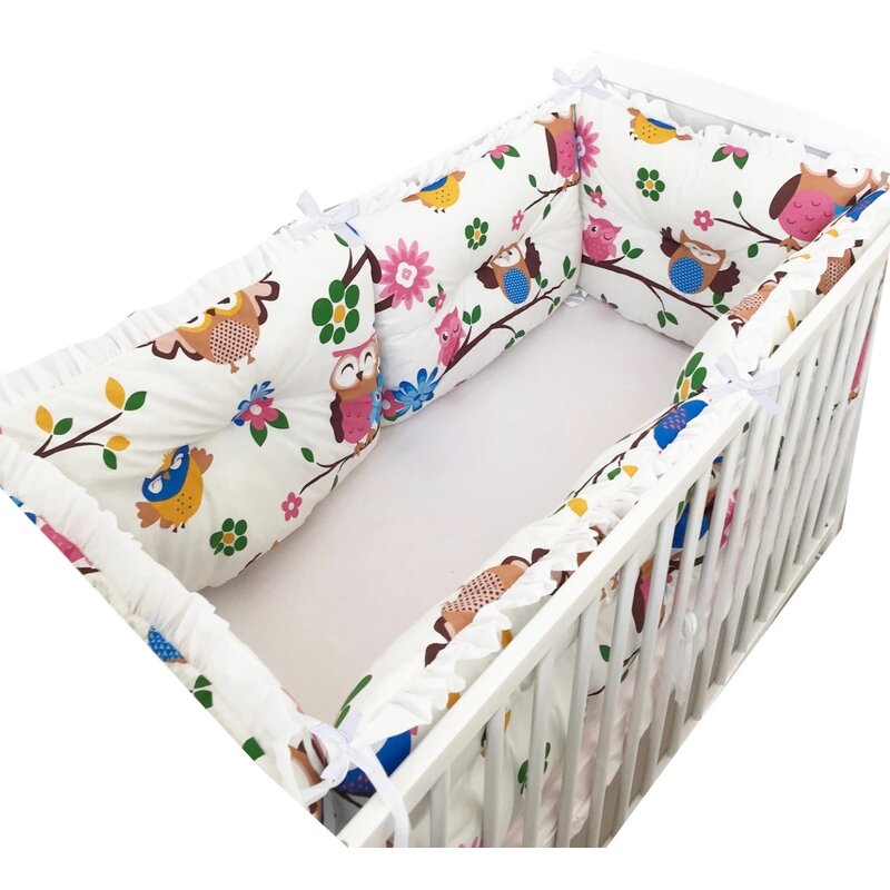Deseda - set de 6 bucati aparatori protectii laterale patut 140x70 cm bufnite colorate