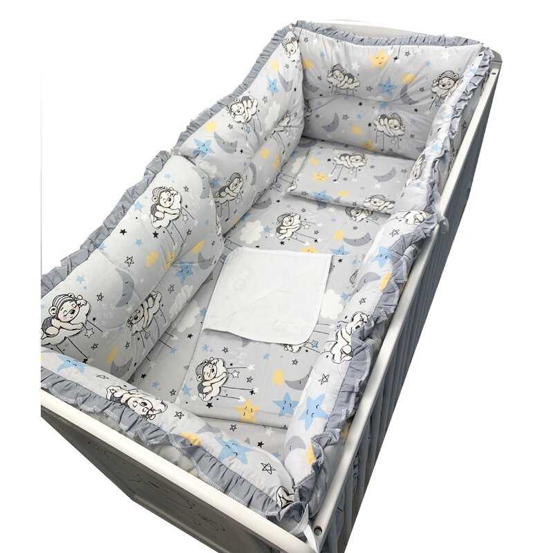 Deseda - set de 6 bucati aparatori protectii laterale patut 140x70 cm ursuleti somnorosi gri
