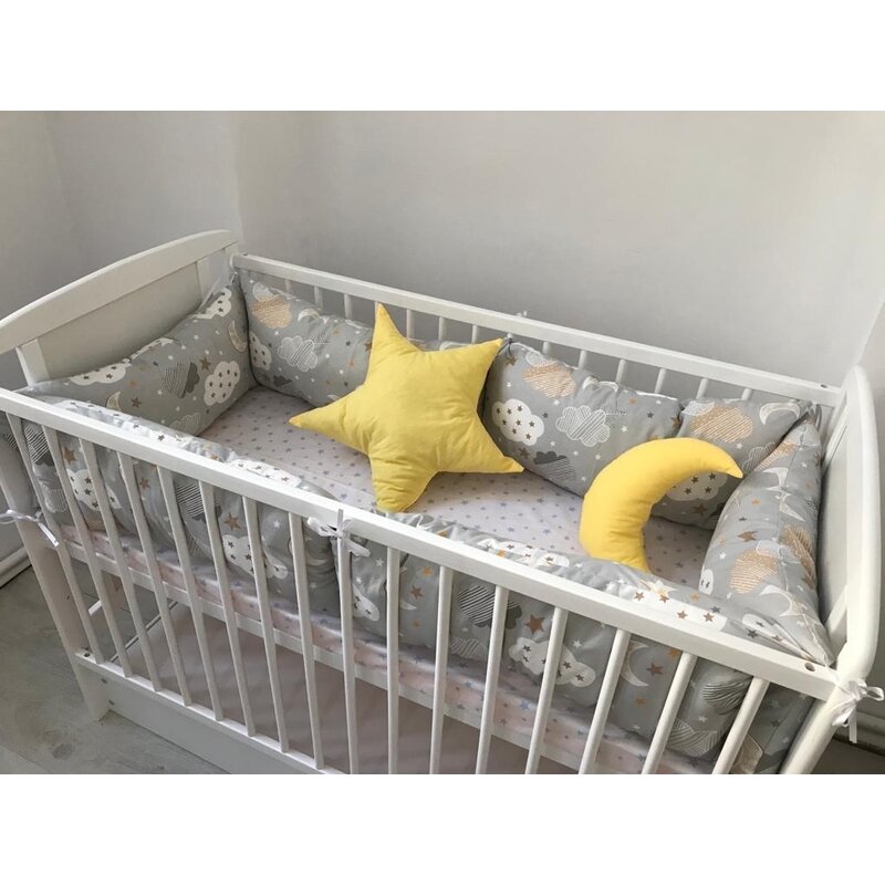 Deseda - set de 6 bucati perne lungi protectii laterale patut 120x60 cm norisori gri
