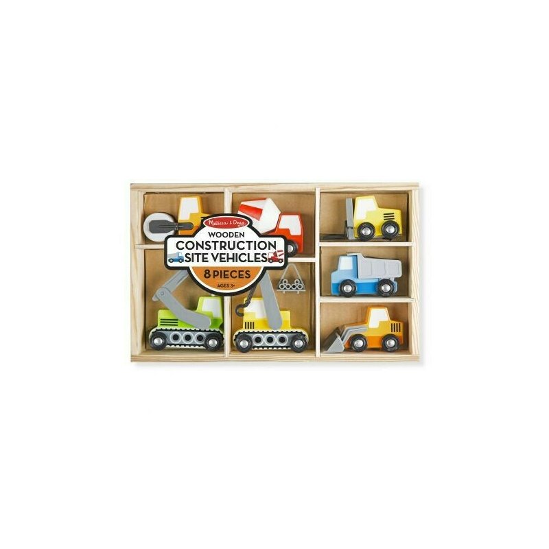Melissa & doug - set de 7 masinute utilitare din lemn