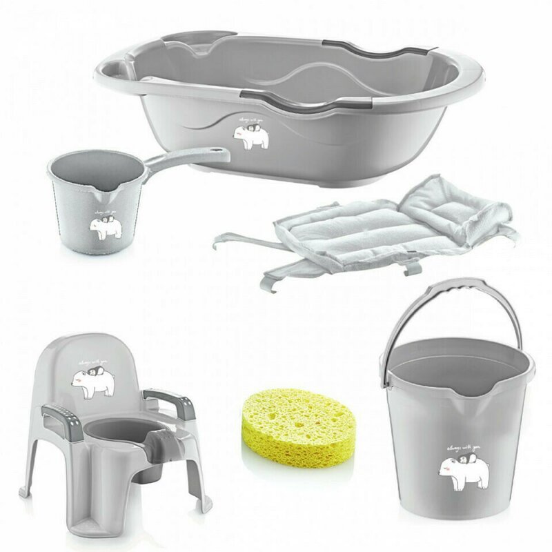 Babyjem - set de baie cu 6 piese bebe lux (culoare: gri)