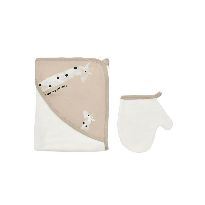Set de baie cu prosop si manusa girafa, babycosy, mink