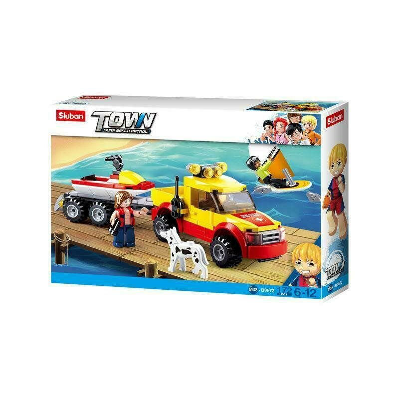 Sluban - set de constructie vehicul camioneta si skijet , 172 piese
