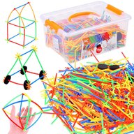 Set de constructie, Jokomisiada, Cu betisoare si conectori, Dezvolta creativitatea si atentia, Contine 1000 piese, 3 ani+, Multicolor