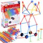 Set de constructie, Jokomisiada, Cu betisoare si conectori, Dezvolta creativitatea si atentia, Contine 338 piese, 3 ani+, Multicolor - 1
