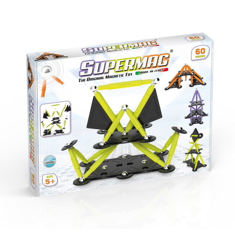 Set de constructie magnetic supermag projects tehnicolor 60 piese
