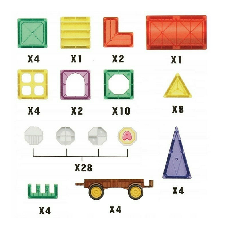 Set de constructie malplay magnetic tiles 72 piese 3d multicolor